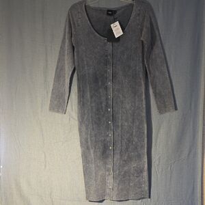 ASOS Washed Gray Long Sleeve Dress